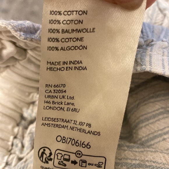 Free People Harem Wide Leg Striped Oversized Pants,Size S Color Cream-Light Blue - Picture 13 of 13